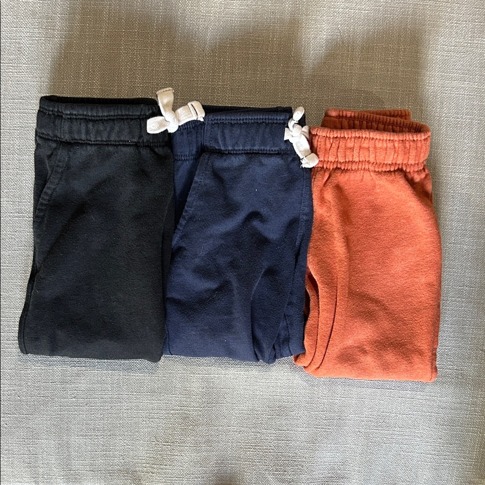 Kids' Black, Navy, and Orange Jogger Pants Set